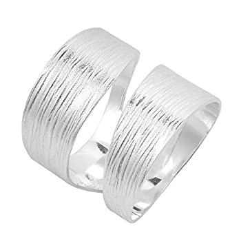 【中古】【輸入品・未使用】Wide Texturedラインラップサテンブラシスターリングシルバーリング