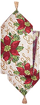 【中古】【輸入品・未使用】Decorative Christmas Poinsettias Script Design Tapestry%カンマ% 13 X 70 Table Runner by Violet Linen