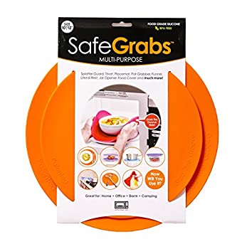 セーフGrabs 8?- in - 1マルチ機能シリコン電子レンジSplatter Guard、2pk オレンジ Orange 2pk