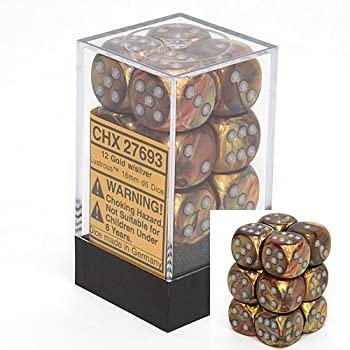 šۡ͢ʡ̤ѡChessex Dice d6 Sets: Lustrous Gold with Silver - 16mm Si...