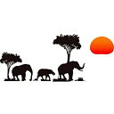 【中古】【輸入品・未使用】ウォールステッカー アフリカ モノトーン モノクロ ぞう ゾウ 動物 象 木 ツリー 植物 太陽 おしゃれ かわいい 子供部屋 カフェ...