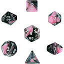 【中古】【輸入品 未使用】Polyhedral 7-Die Gemini Chessex Dice Set - Black-Pink with White CHX-26430 並行輸入品