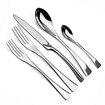 (4%カンマ% Silver) - JANKNG 20-Piece 18/10 Stainless Steel Flatware Set%カンマ% Service for 4