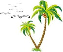 【中古】【輸入品・未使用】ウォールステッカー ヤシの木 南国 ビーチ 海 ツリー 鳥 植物 かわいい おしゃれ カモメ ハワイ アロハ リゾート 地中海 バスル...