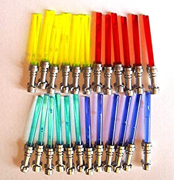 Lego Star Wars 24 Light sabers 6x yellow 6x red 6x blue 6x purple with flat silver hilts 