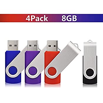 Flash Memory - 【中古】【輸入品・未使用】USB Flash Drive EAZOR 8GB Swivel Design USB 2.0 Stick Pack of Four Color Black Blue Purple and Red [並行輸入品]