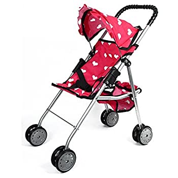 【中古】【輸入品・未使用】The New York Doll Collection My First Doll Stroller with Basket and Heart Design Foldable Doll Stroller%カンマ% Pink [並行輸入品]