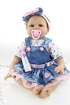 šۡ͢ʡ̤ѡNpkdoll Reborn Baby Doll Soft Silicone 22inch 55cm Magnetic Mouth Lovely Lifelike Cute Boy Girl Toy Blue Flower Heart [¹͢]