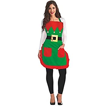 【中古】【輸入品・未使用】Amscan Fun-Filled Christmas and Holiday Party Elf Apron (1 Piece)%カンマ% One Size%カンマ% Red/Green [並行輸入品]