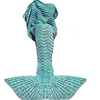 【中古】【輸入品 未使用】 Fuストア Fu Store Mint Green Mermaid Tail Blanket For Kids Teens Adult Handmade Wave Mermaid Blankets Crochet Knitting 並行輸入品