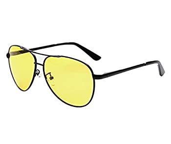 【中古】【輸入品 未使用】Wonzone Mens Night View Night Vision Polarized Glasses Driver 039 s Yellow UV400 Driving Sunglasses Goggles (Black Frame193) 並行輸入品