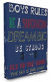 【中古】【輸入品・未使用】The Kids Room by Stupell 'Boys Rules The Sky Is The Limit Oversized Stretched' Canvas Wall Art [並行輸入品]