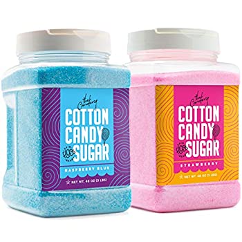 【中古】【輸入品 未使用】The Candery Cotton Candy Floss Sugar (2-Pack) Raspberry Blue and Strawberry Plastic カンマ Reusable Jars Easy Pour Spout or Scoop Include