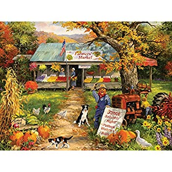 楽天スカイマーケットプラス【中古】【輸入品・未使用】Bits and Pieces - 300 Piece Jigsaw Puzzle for Adults - Farmer's Market - 300 pc Autumn Scene Jigsaw by Artist Linda Picken