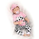 【中古】【輸入品・未使用】Nicery Reborn Baby Doll Soft Silicone Vinyl 22inch 55cm Magnetic Mouth Lifelike Boy Girl Toy Pink White Dairy Cow [並行輸入品]