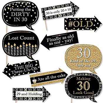 【中古】【輸入品 未使用】Funny Adult 30th Birthday - Gold - Birthday Party Photo Booth Props Kit - 10 Count