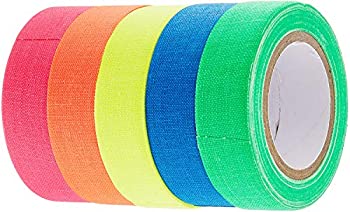 【中古】【輸入品・未使用】DIMROM 蛍光ネオン粘着テープ-5パック布マット仕上げはUVブラックライトの下で反応します。