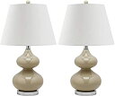 yÁzyAiEgpzSafavieh Lighting Collection Eva Taupe Double Gourd 24-inch Table Lamp (Set of 2) [sAi]