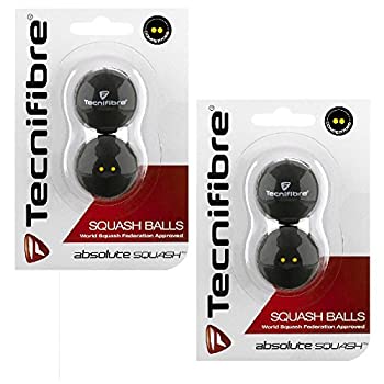 【中古】【輸入品・未使用】Tecnifibre Double Yellow Dot Squash Balls - 4 Pack
