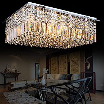 【中古】【輸入品・未使用】apbeamクリアk9モダン長方形雨ドロップクリスタル天井照明器具のシャンデリアリビングルーム32?%ダブルクォーテ% W x 10?%ダブルクォーテ% H