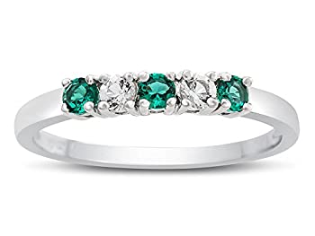 【中古】【輸入品・未使用】2.5?MM Created Emerald andホワイトトパーズバンド/リング 【中古】【輸入品・未使用】2.5?MM Created Emerald andホワイトトパーズバンド/リング