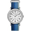 【中古】【輸入品・未使用】(タイメックス) Timex 腕時計 ウィークエンダー ブルーのストライプ入りデニムスリップスルーストラップ ユニセックス TW2R102009J