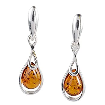 【中古】【輸入品・未使用】スターリングシルバーとバルト海ハニー 琥珀 イヤリング %ダブルクォーテ%ローズ%ダブルクォーテ%