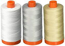 【中古】【輸入品・未使用】Aurifil 50WT 3パック ホワイト + ダブ + ライトベージュ 無地 - マココットン糸 - 各1422ヤード