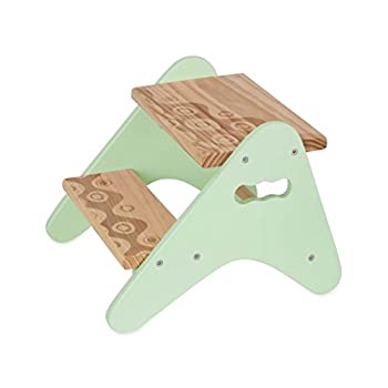 楽天スカイマーケットプラス【中古】【輸入品・未使用】B. toys ? Wooden Step Stool−ステップスツール − 2段ステップお子様用スツール ー ミントカラー＆ナチュラル木材ー2歳以上のお子様向け