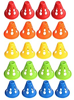 Mini Skater 5 Colours Plastic Windproof Roadblock Cone Set with Holes%カンマ%Use for Roller Skating and Skate Practise%カンマ%20 Pcs.