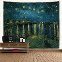 【中古】【輸入品・未使用】WIHVE タペストリー ヴァン・ゴッホ ローヌの星月夜 壁掛けアート ホームインテリア ポリエステルタペストリー リビングルーム 寝...