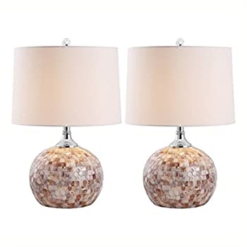 【中古】【輸入品・未使用】Safavieh Lighting Collection Nikki Ivory Shell 21.5-inch Table Lamp (Set of 2) [並行輸入品]