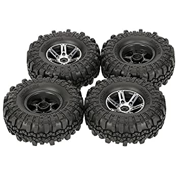 šۡ͢ʡ̤ѡ(Black) - Goolsky 4Pcs AUSTAR AX-4020A 1.9 Inch 110mm 1/10 Rock Crawler Tyres with Alloy Beadlock Wheel Rim for D90 SCX10 AXAIL RC4WD T