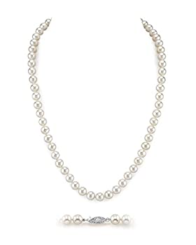 【中古】【輸入品・未使用】The Pearl Source レディーズ ラウンド淡水養殖真珠のネックレス 24 6.5-7.0mm