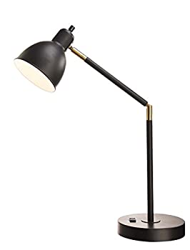 Tensor 20092-001 20.75-Inch Articulating Antique Brass and Black Metal Desk Lamp with Power Outlet 
