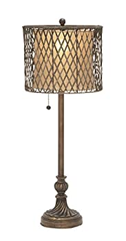 【中古】【輸入品・未使用】Benzara Ravishing Polystone Metal Rattan Table Lamp [並行輸入品]