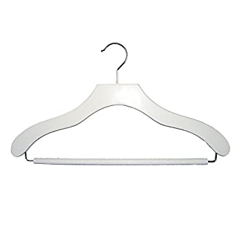 NAHANCO 200721WHU AHANCO Wooden Suit Hangers -%ダブルクォーテ%Contemporary Series%ダブルクォーテ% - 17%ダブルクォーテ% White Finish - Home Use (Pack o