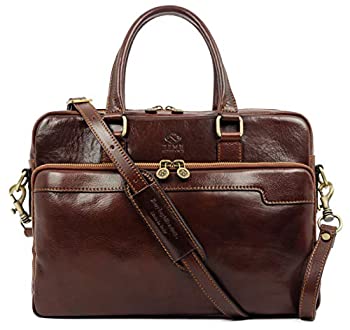 šۡ͢ʡ̤ѡLeather Laptop Bag Full Grain Briefcase Brown Satchel Bag...
