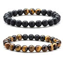 【中古】【輸入品・未使用】hamoeryメンズレディース8?mm Tiger Eye Stoneビーズゴムブレスレットナチュラルストーンヨガブレスレットバングル(4)