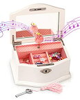 【中古】【輸入品・未使用】Elle Ballerina Music Jewelry Box%カンマ% Girl's Keepsake Storage Box%カンマ% Wooden Case%カンマ% Small (White)