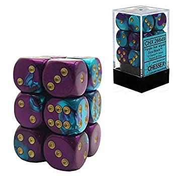 【中古】【輸入品 未使用】 Chessex Chessex Dice d6 Sets: Gemini Purple Teal with Gold 16mm Six Sided Die Block of Dice CHX26649 並行輸入品