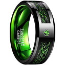 【中古】【輸入品・未使用】NUNCAD グリーン炭化タングステン結婚指輪 ケルティックドラゴン メンズグリーンカーボンファイバー 8mm サイズ7〜12 ブラッ...