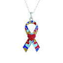 【中古】【輸入品・未使用】Rosemarie Collections レディース 自閉症啓発パズルピース カラフルなエナメルリボンペンダントネックレス 20~23インチ エクステンダー付き