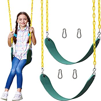 【中古】【輸入品 未使用】Jungle Gym Kingdom 2 Pack Swings Seats Heavy Duty 66 ダブルクォーテ Chain Plastic Coated - Playground Swing Set Accessories Replacement wit