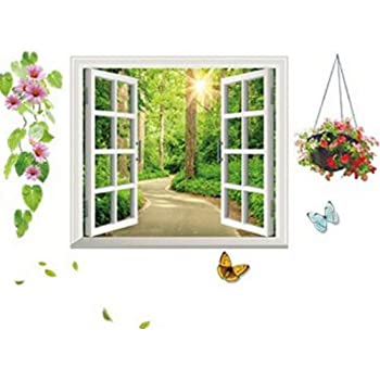 【中古】【輸入品・未使用】ウォールステッカー 窓 風景 ウォールシール おしゃれ シール お風呂 英字 ..