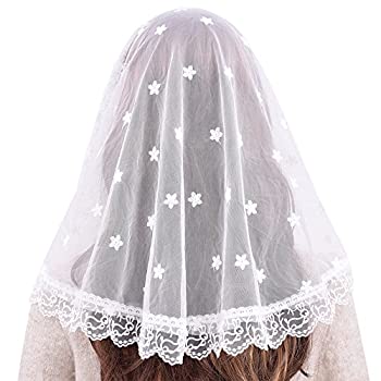 White Veil Lace Mantilla Catholic Church Chapel Veil Head Covering Latin Mass