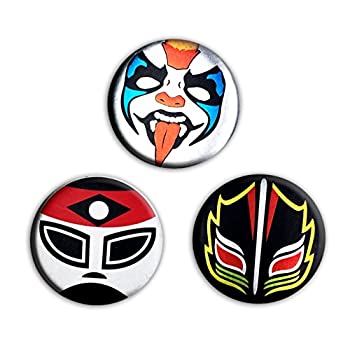 【中古】【輸入品・未使用】SOLUCHA.com【マスクマン ミニ 缶バッチ】3個セット ルチャリブレ メキシコ 覆面 [並行輸入品](3)