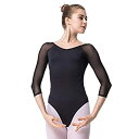 【中古】【輸入品 未使用】(X-Small カンマ Black) - KUKOME Mesh Bodysuit for Women Ballet Dance Leotards 3/4 Sleeve Dancewear