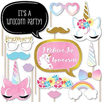 【中古】【輸入品・未使用】Rainbow Unicorn - Magical Unicorn Baby Shower or Birthday Party Photo Booth Props Kit - 20 Count