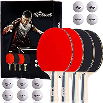 šۡ͢ʡ̤ѡ(Blue) - Upstreet Ping Pong Paddle Set Includes 4 Ping Pong Paddles with 3 Star Ping Pong Balls for Table Tennis